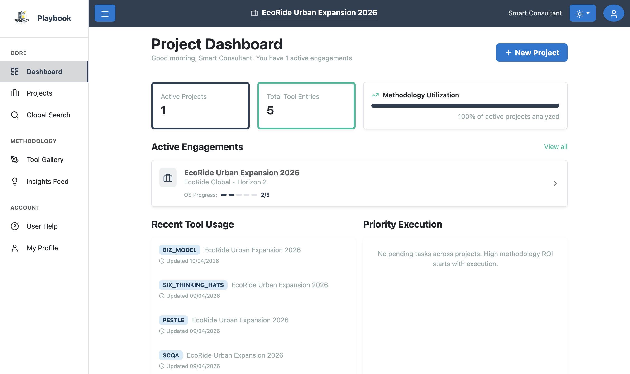 Consultant's Playbook Application Dashboard